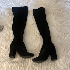 Black knee high velvet boots